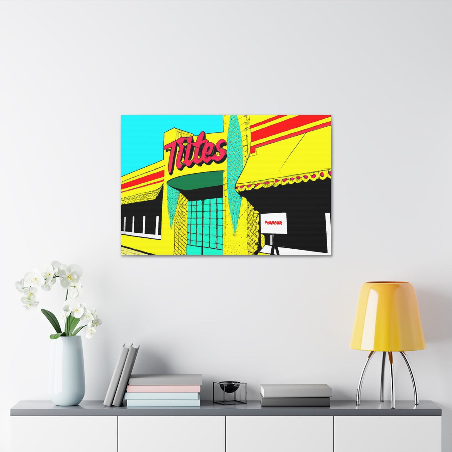 "Happy Wheels Tire Shop." - Canvas - Pop Art