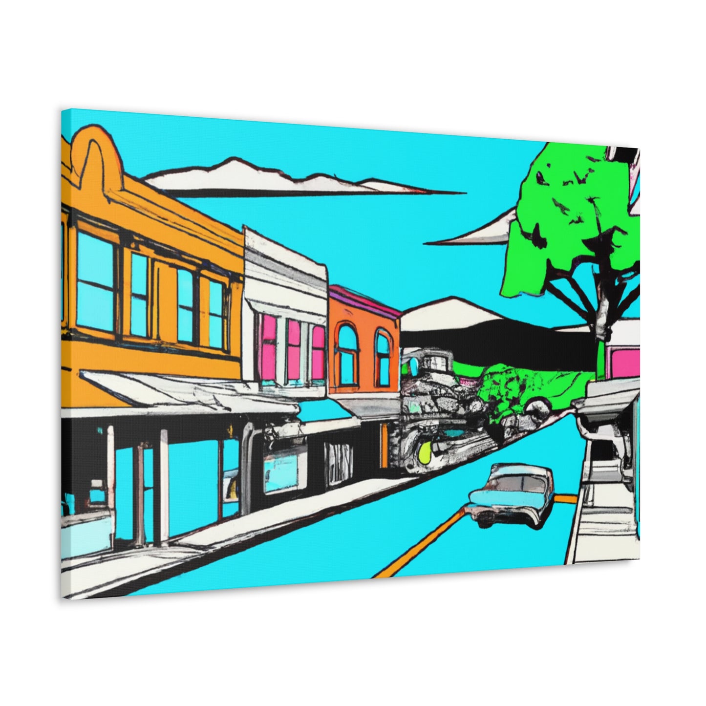 Aqua Western Lane - Architectural Canvas Pop Art
