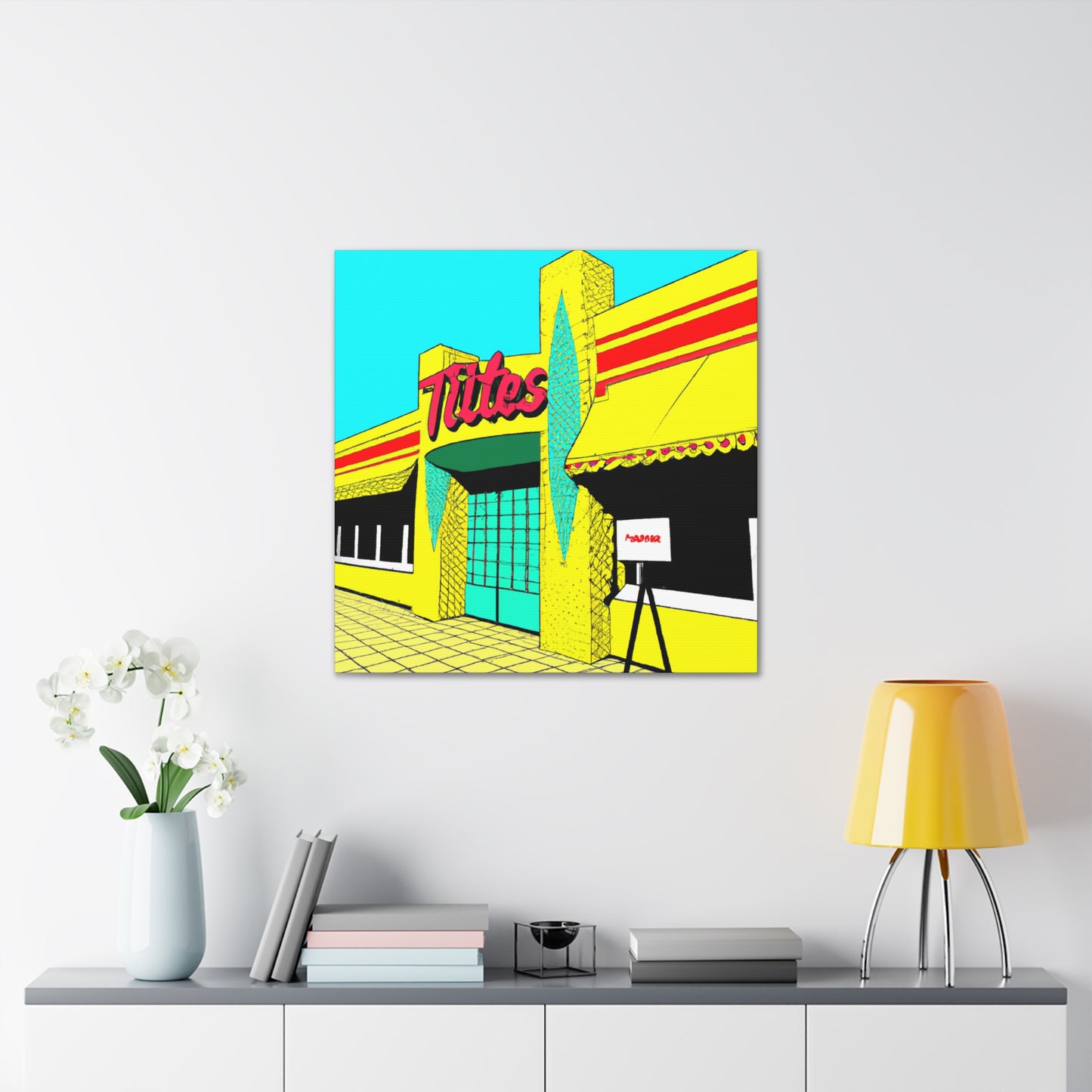 "Happy Wheels Tire Shop." - Canvas - Pop Art