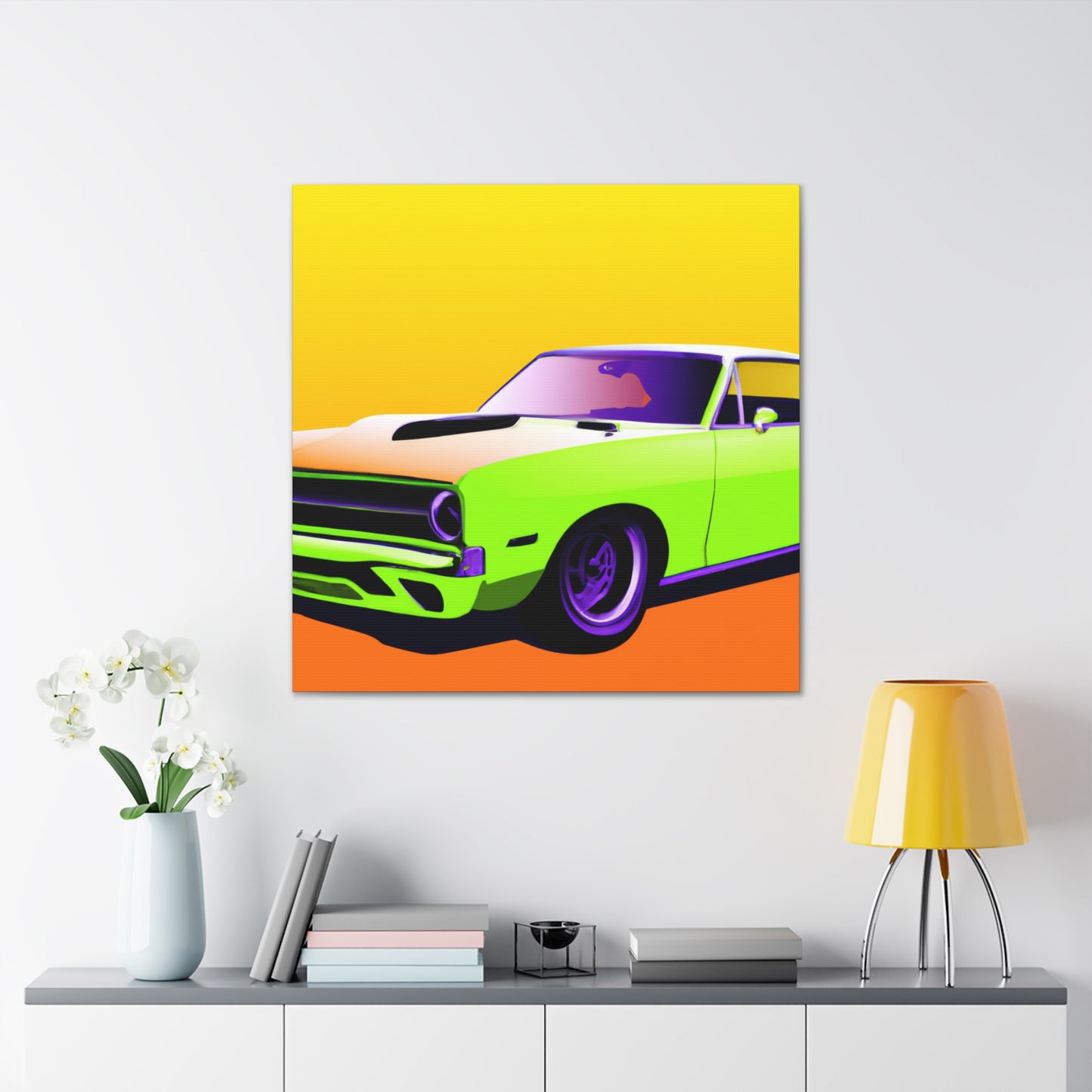 Big Neon Rocket - Automobile - Canvas