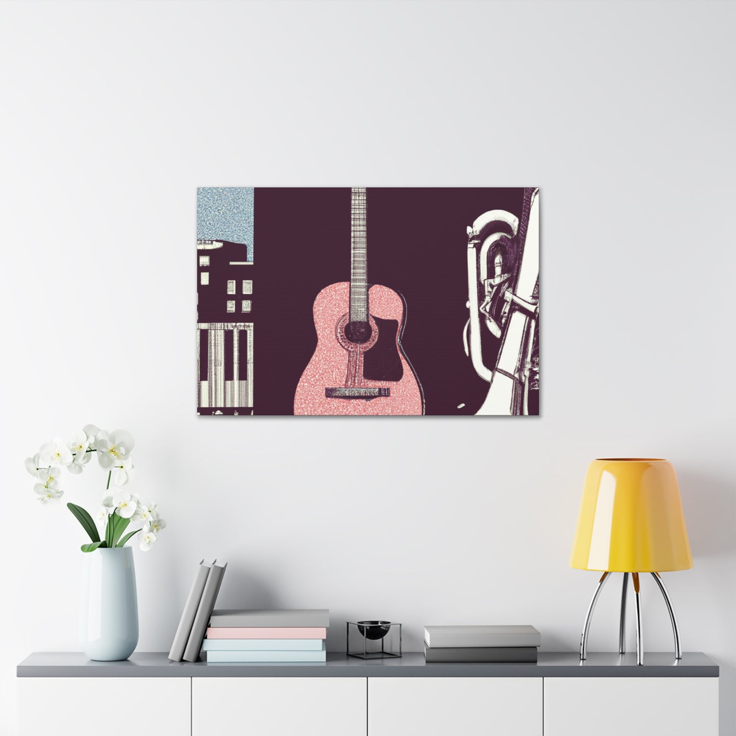 Pink Guitar - Retro Music and Film Canvas