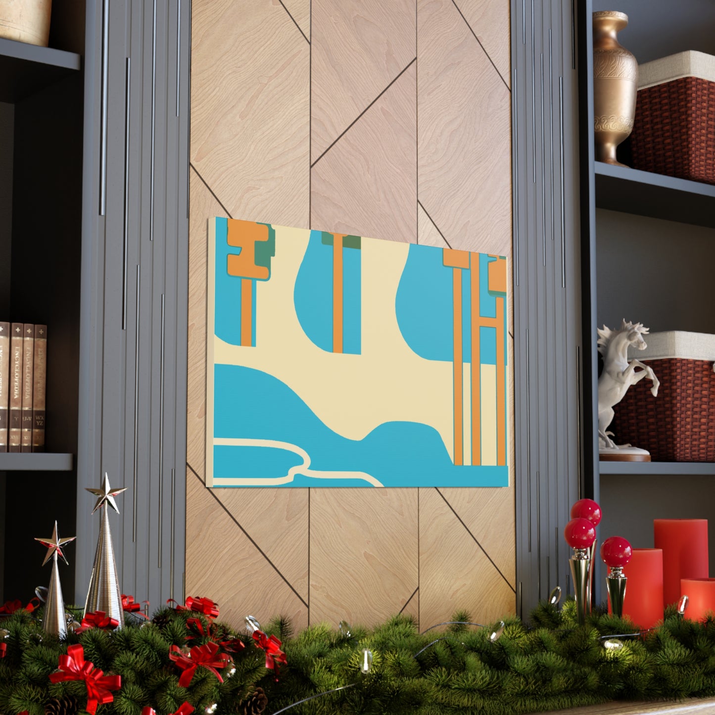 Temple River - Midcentury Canvas