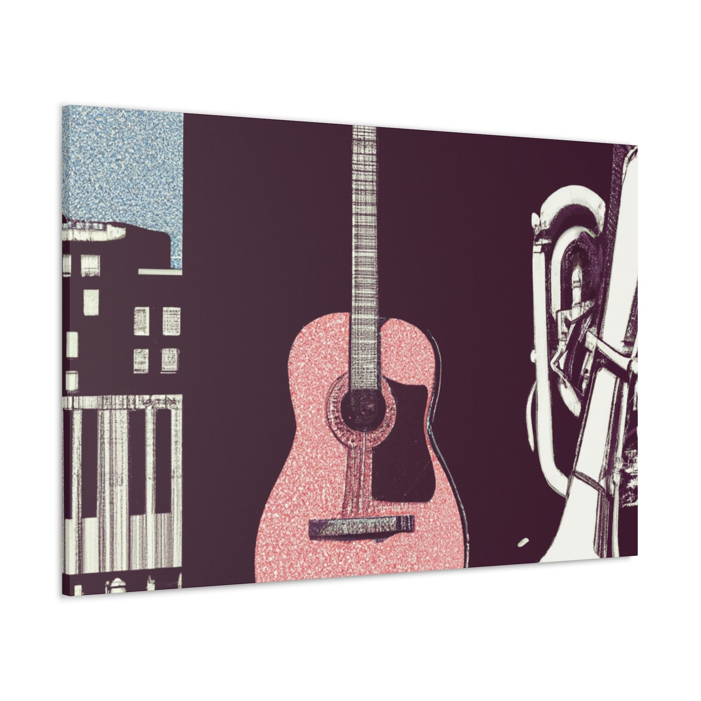 Pink Guitar - Retro Music and Film Canvas