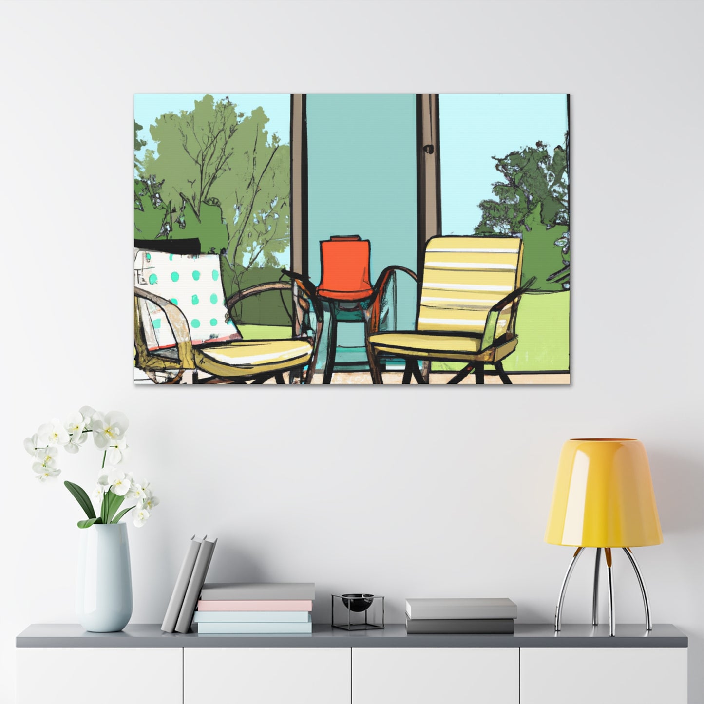 Vibrant Seagull- Midcentury - Canvas