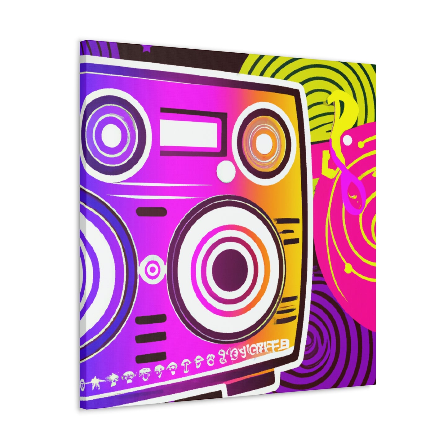 Neon Boombox -Retro Music and Film Canvas
