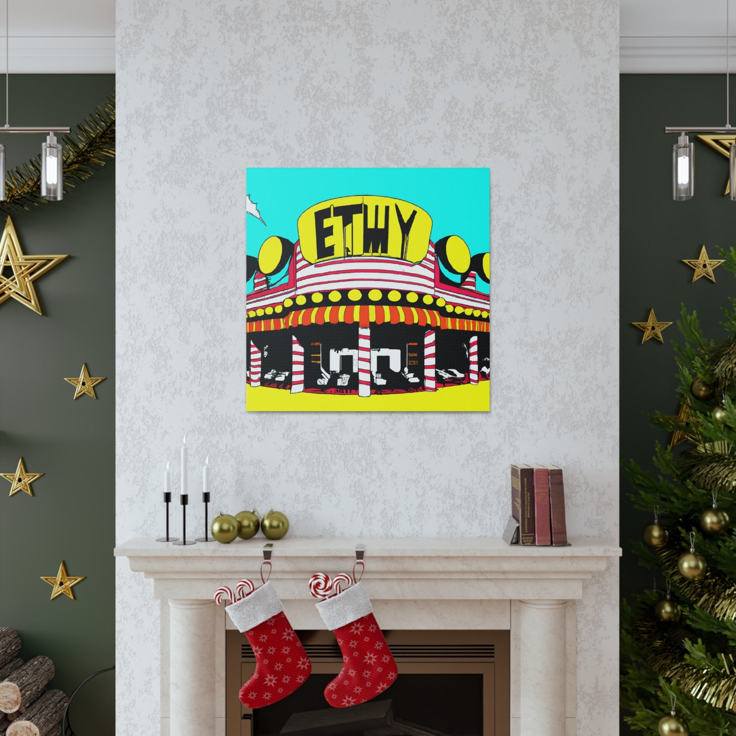 Rock 'n' Roll Drive-In Diner. - Pop Art Canvas