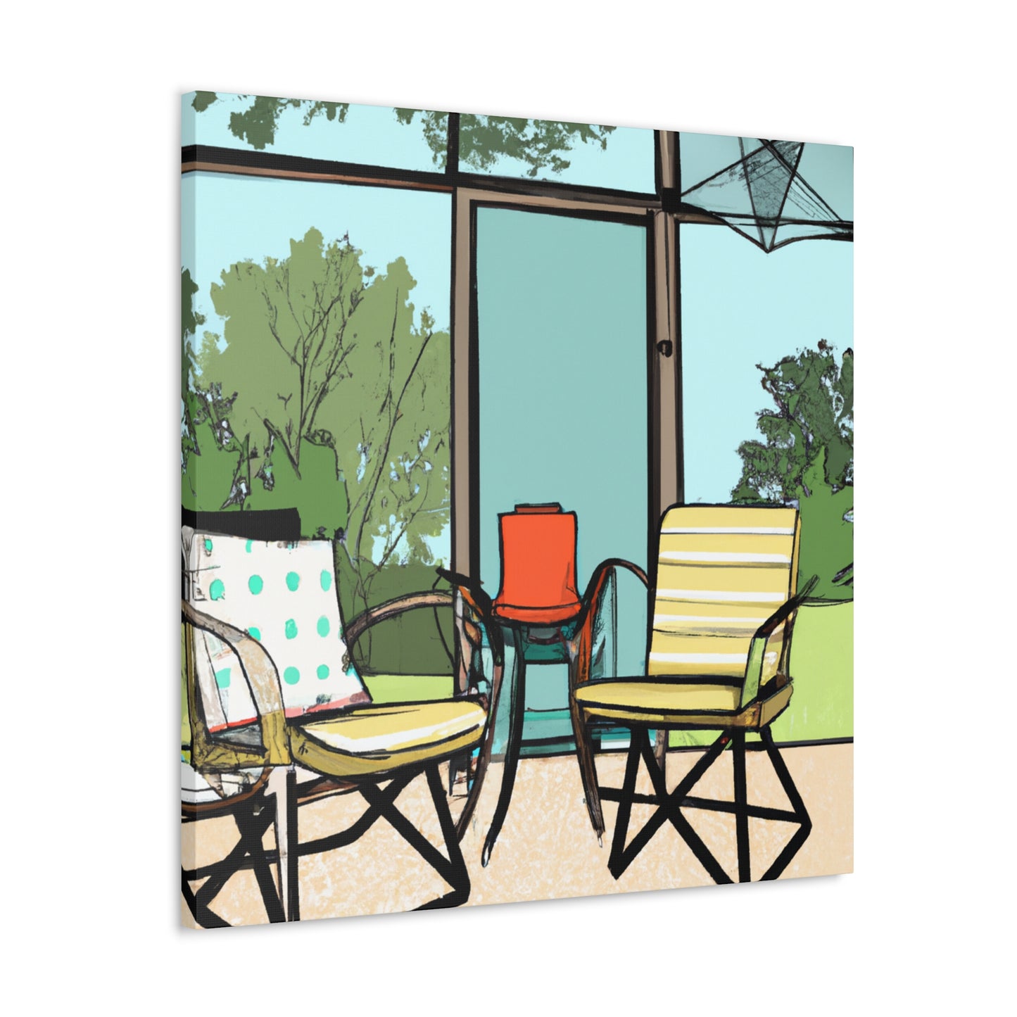 Vibrant Seagull- Midcentury - Canvas