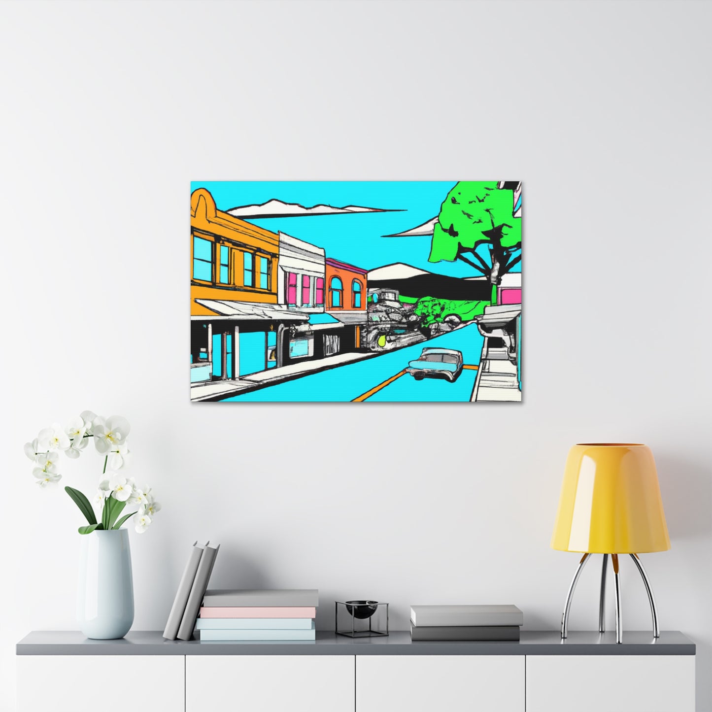 Aqua Western Lane - Architectural Canvas Pop Art