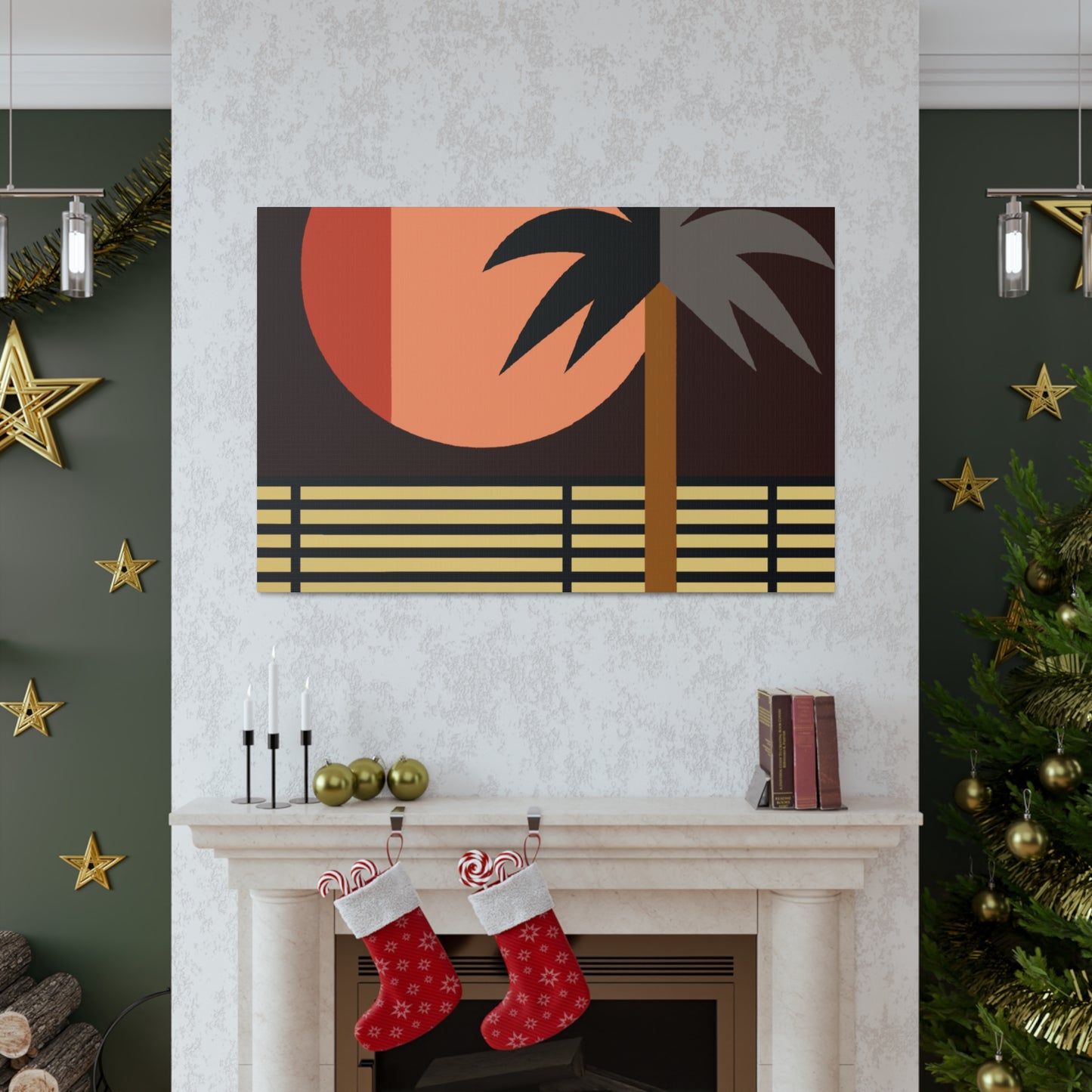 Moonlit Palm- Midcentury Canvas