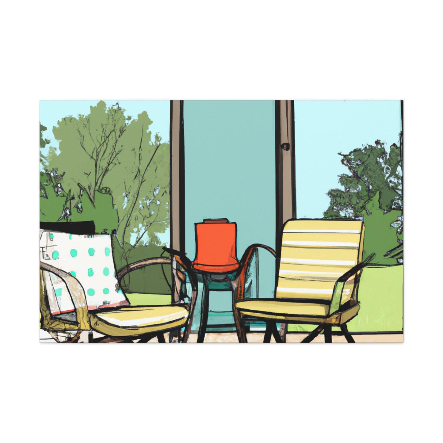 Vibrant Seagull- Midcentury - Canvas