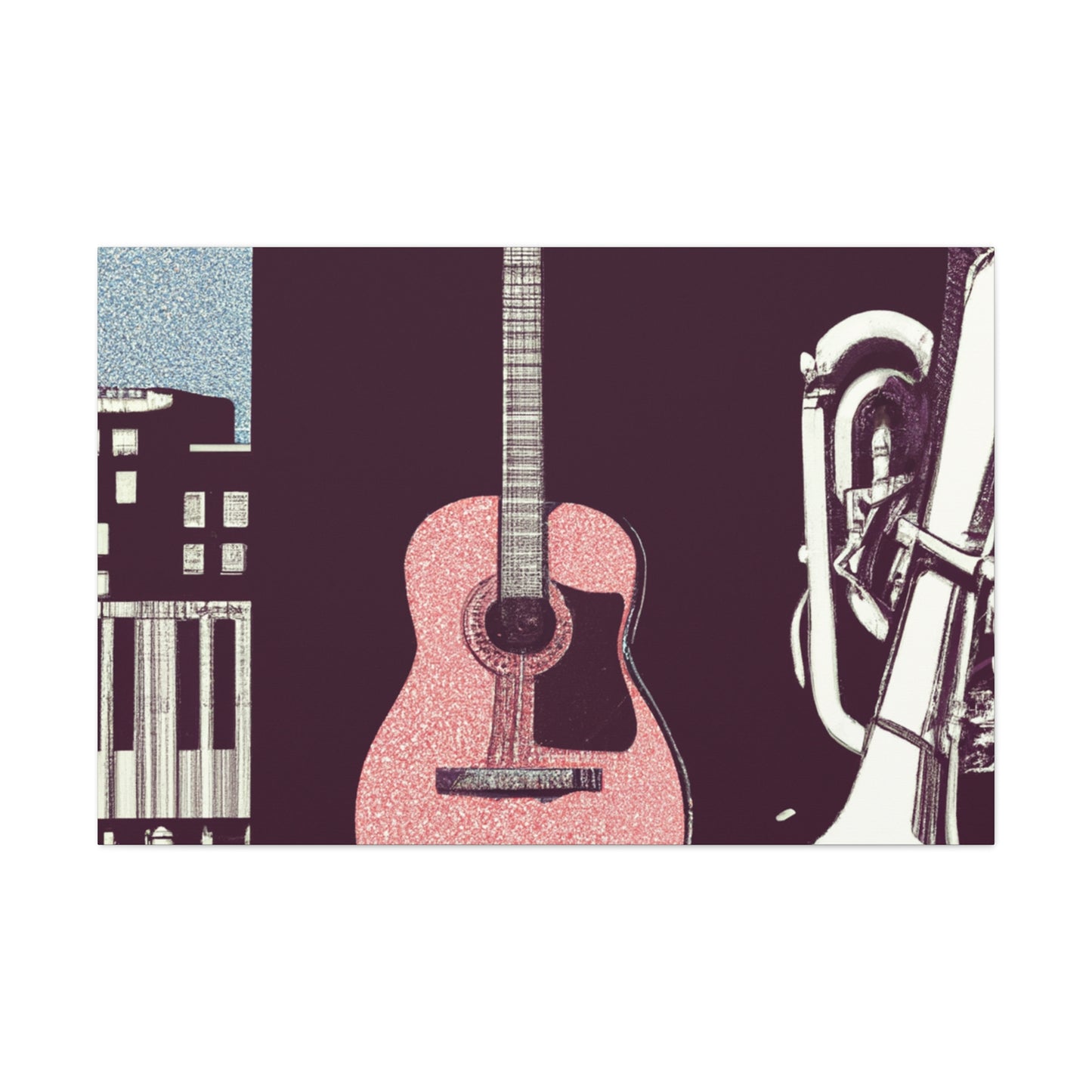 Pink Guitar - Retro Music and Film Canvas