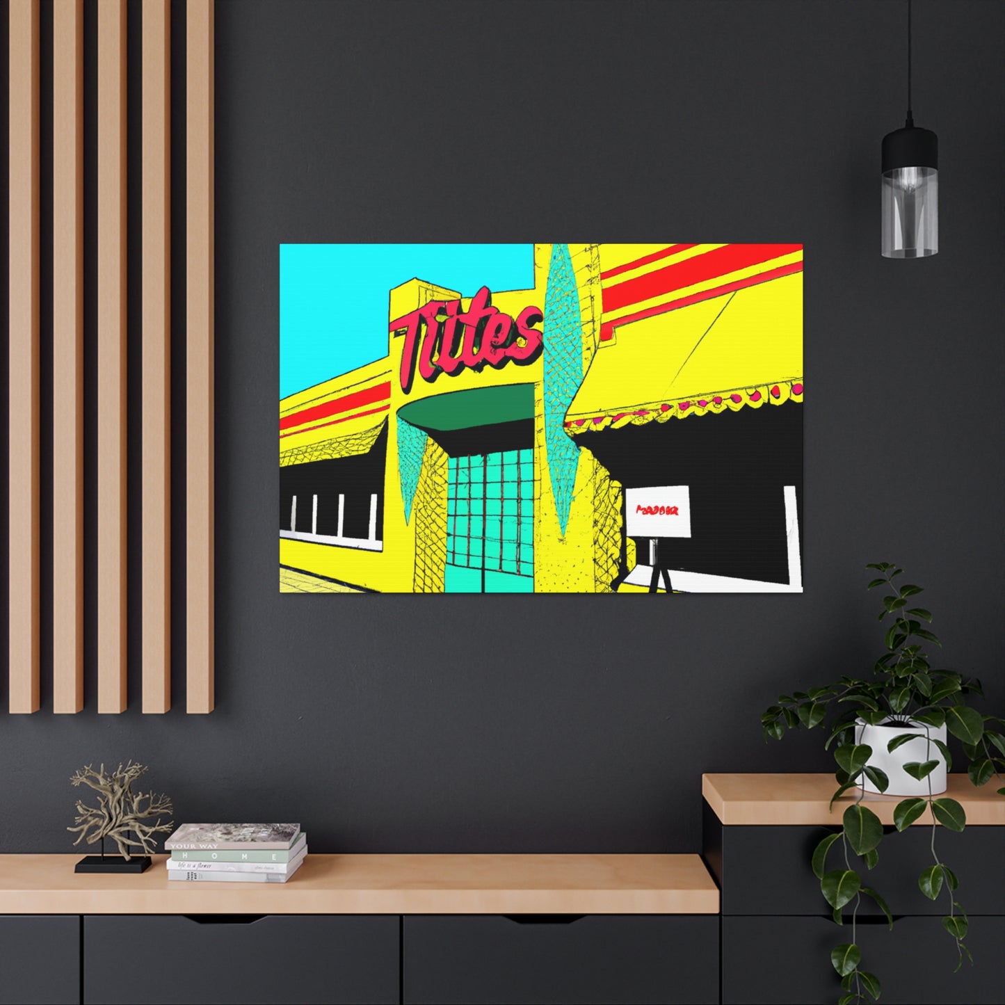"Happy Wheels Tire Shop." - Canvas - Pop Art