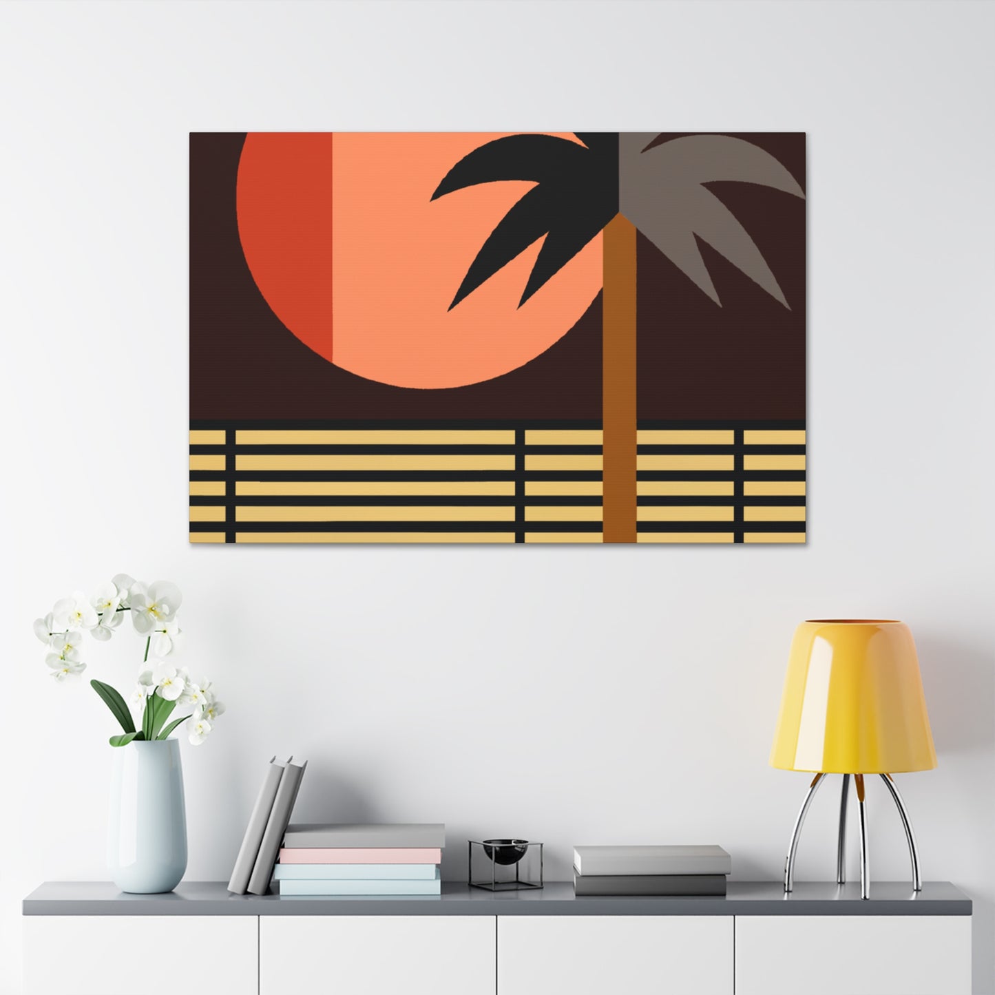 Moonlit Palm- Midcentury Canvas