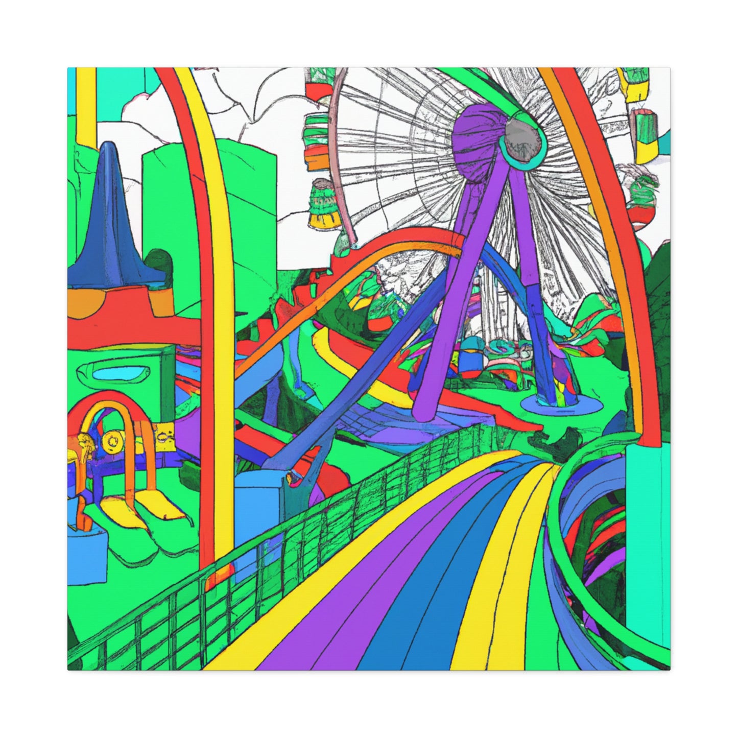 Ferris Paradise - Landscape - Amusement - Canvas