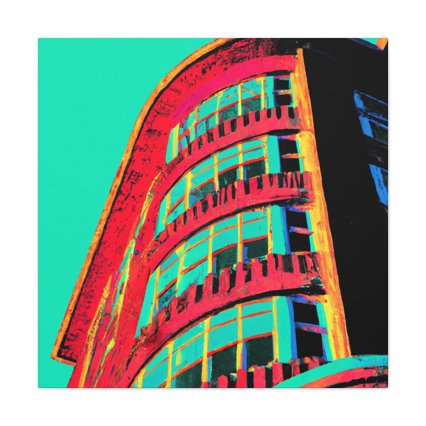 Modernist Tower of Glass and Steel. - Architectural Canvas