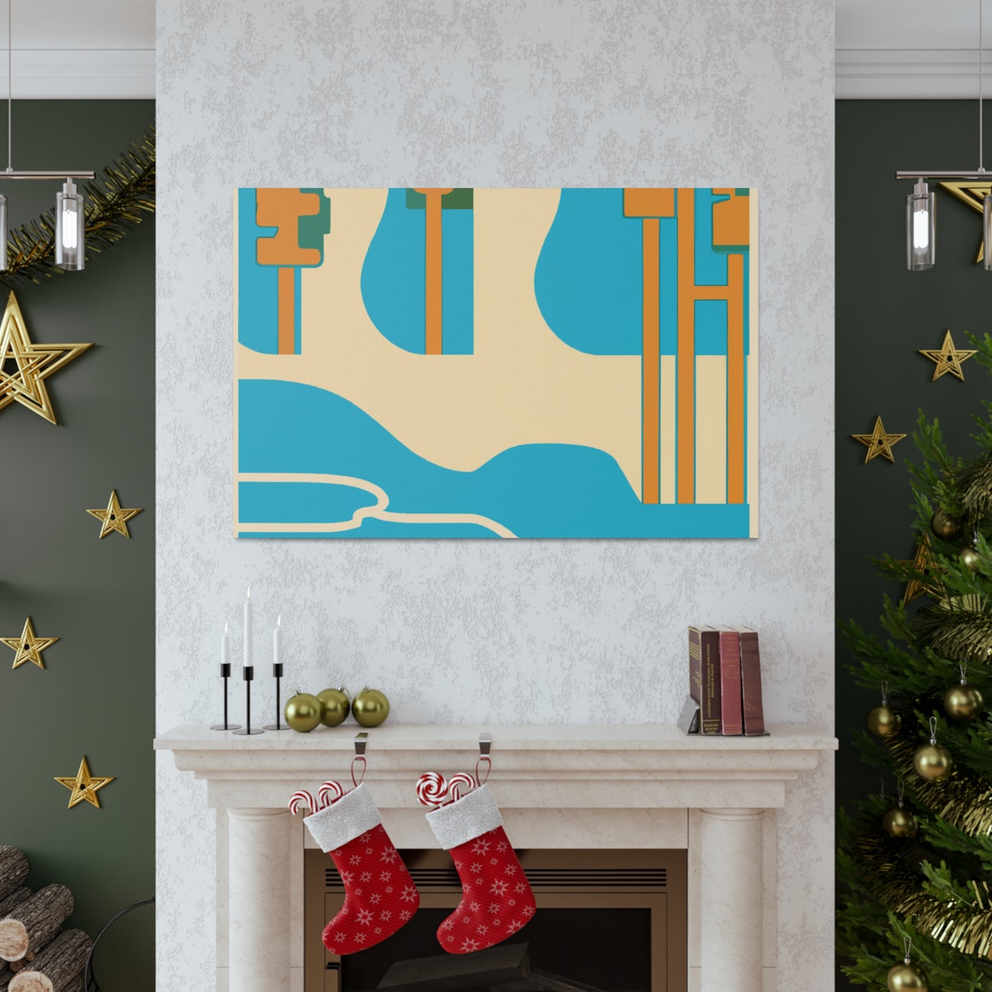 Temple River - Midcentury Canvas