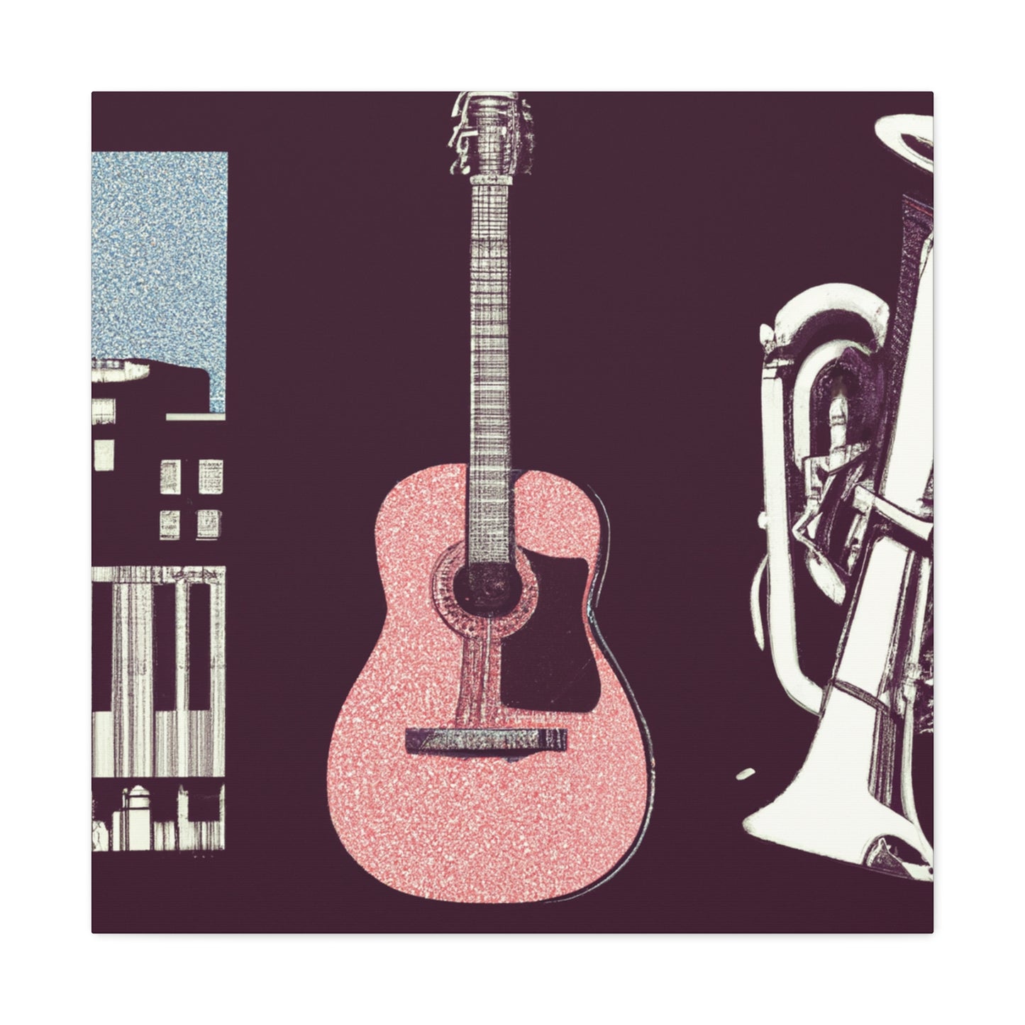 Pink Guitar - Retro Music and Film Canvas