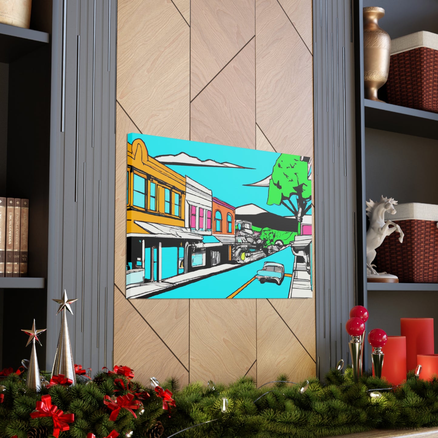 Aqua Western Lane - Architectural Canvas Pop Art
