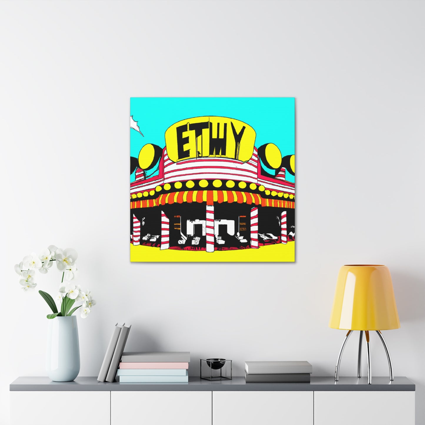 Rock 'n' Roll Drive-In Diner. - Pop Art Canvas
