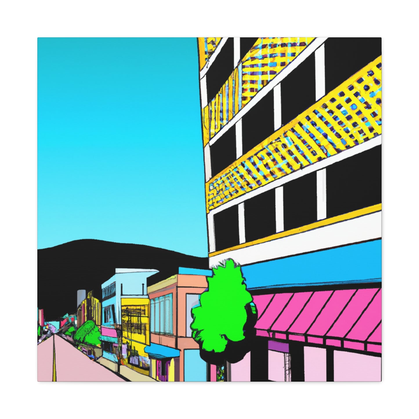 Retro-Vision Avenue - Architectural Canvas Pop Art