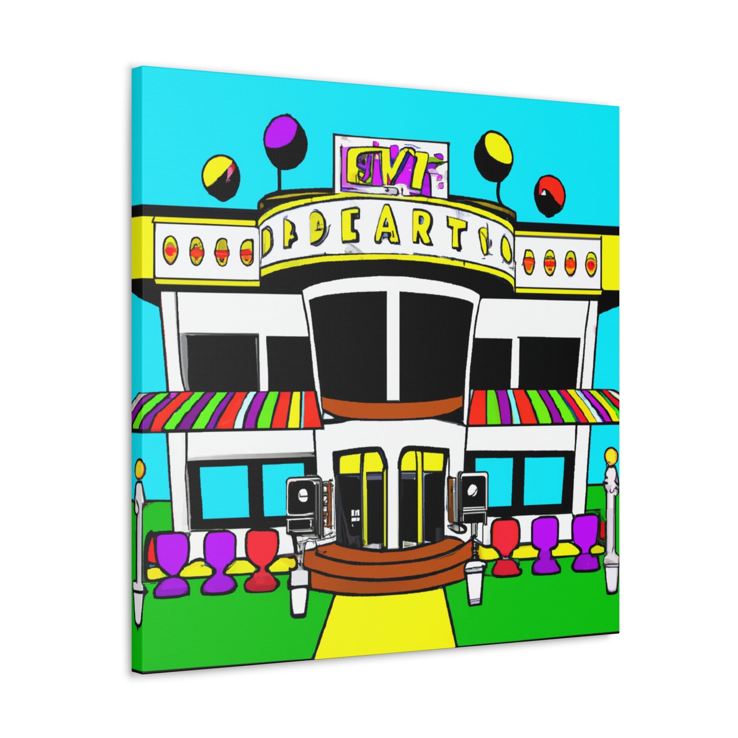 Rock-A-Boogie Drive-In Dance Hall - Architectural Canvas Pop Art