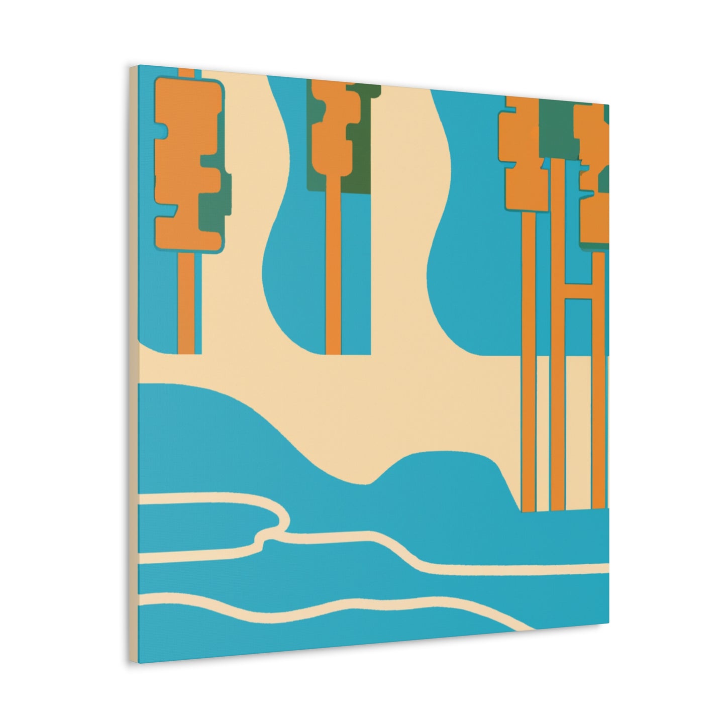 Temple River - Midcentury Canvas