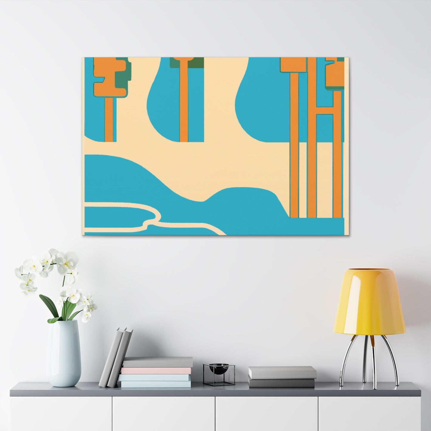 Temple River - Midcentury Canvas