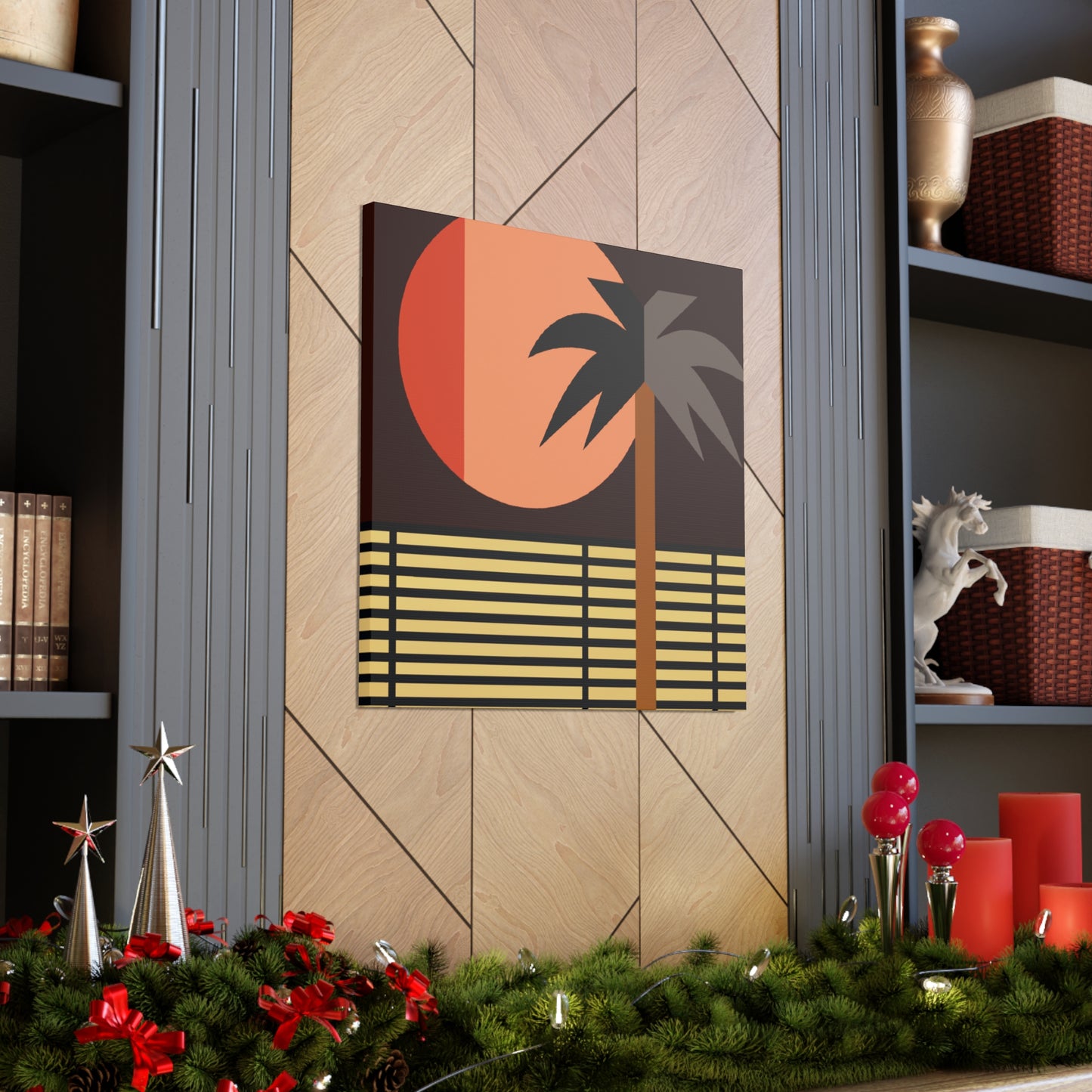 Moonlit Palm- Midcentury Canvas