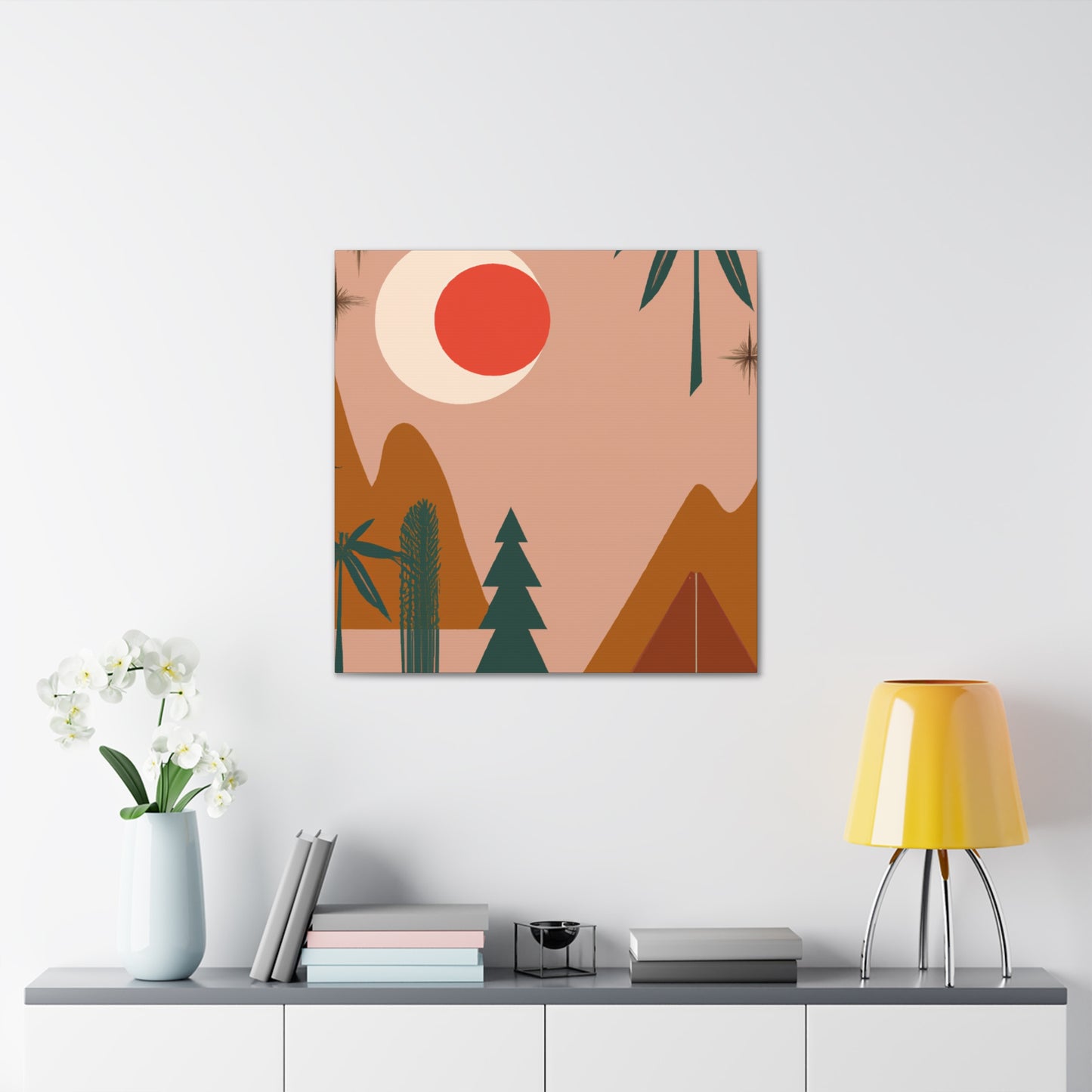 Vintage Flower Pattern- Midcentury - Canvas