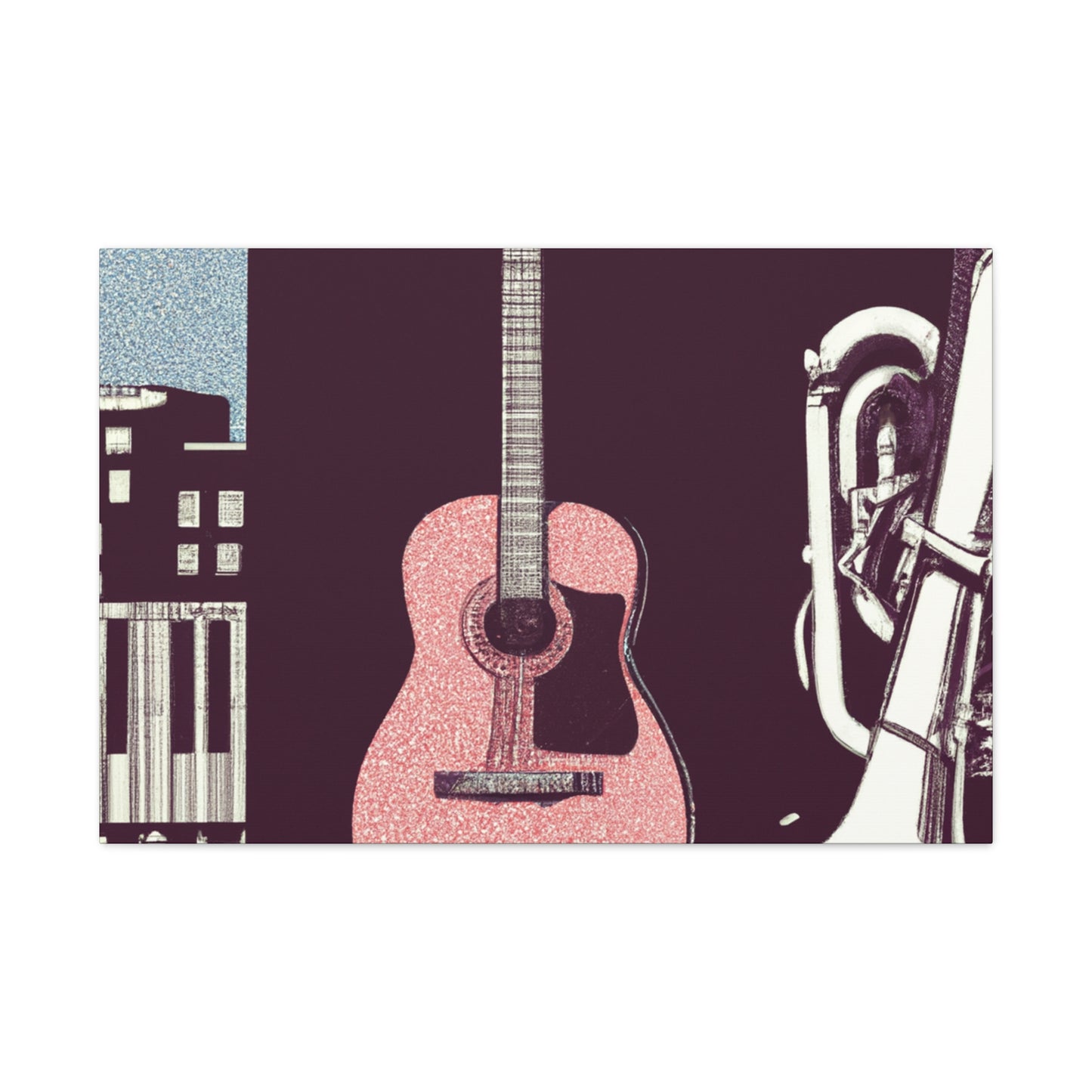 Pink Guitar - Retro Music and Film Canvas