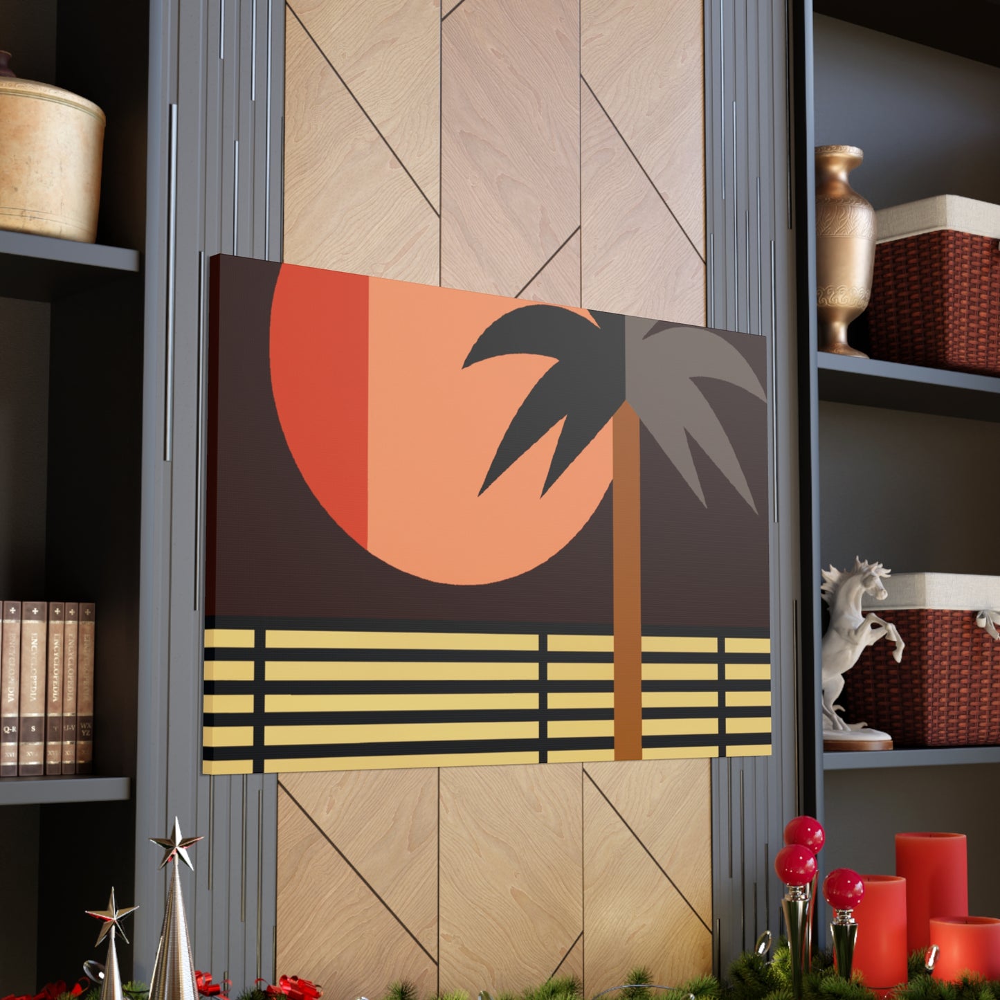 Moonlit Palm- Midcentury Canvas