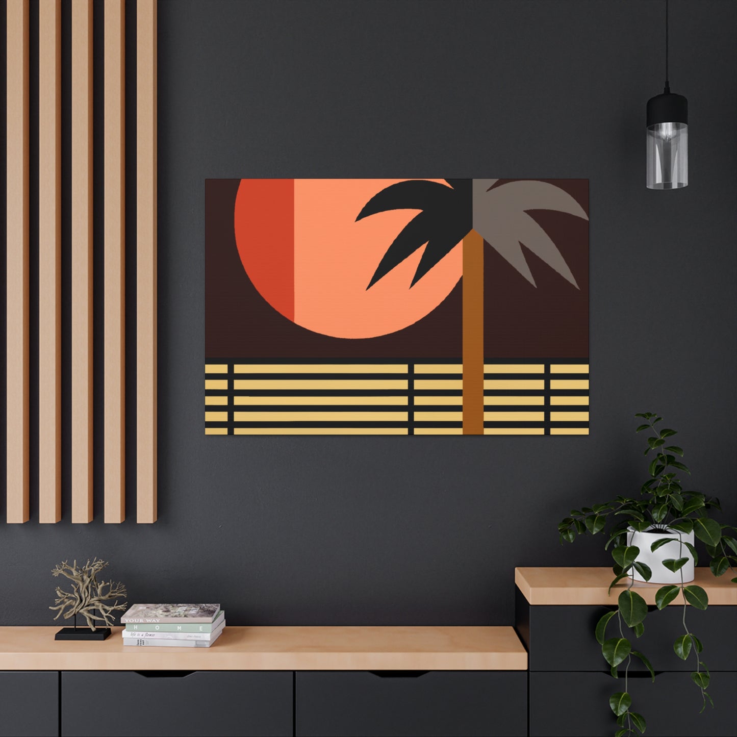Moonlit Palm- Midcentury Canvas