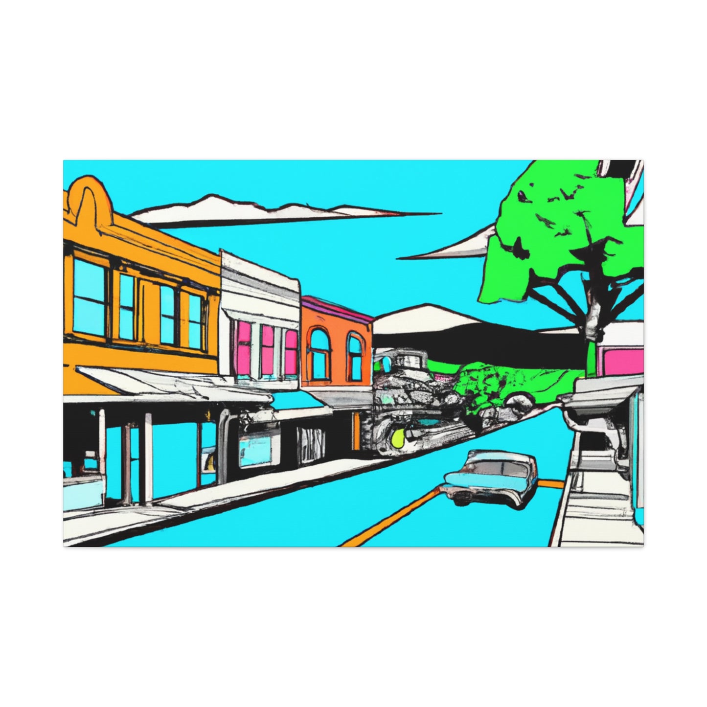 Aqua Western Lane - Architectural Canvas Pop Art