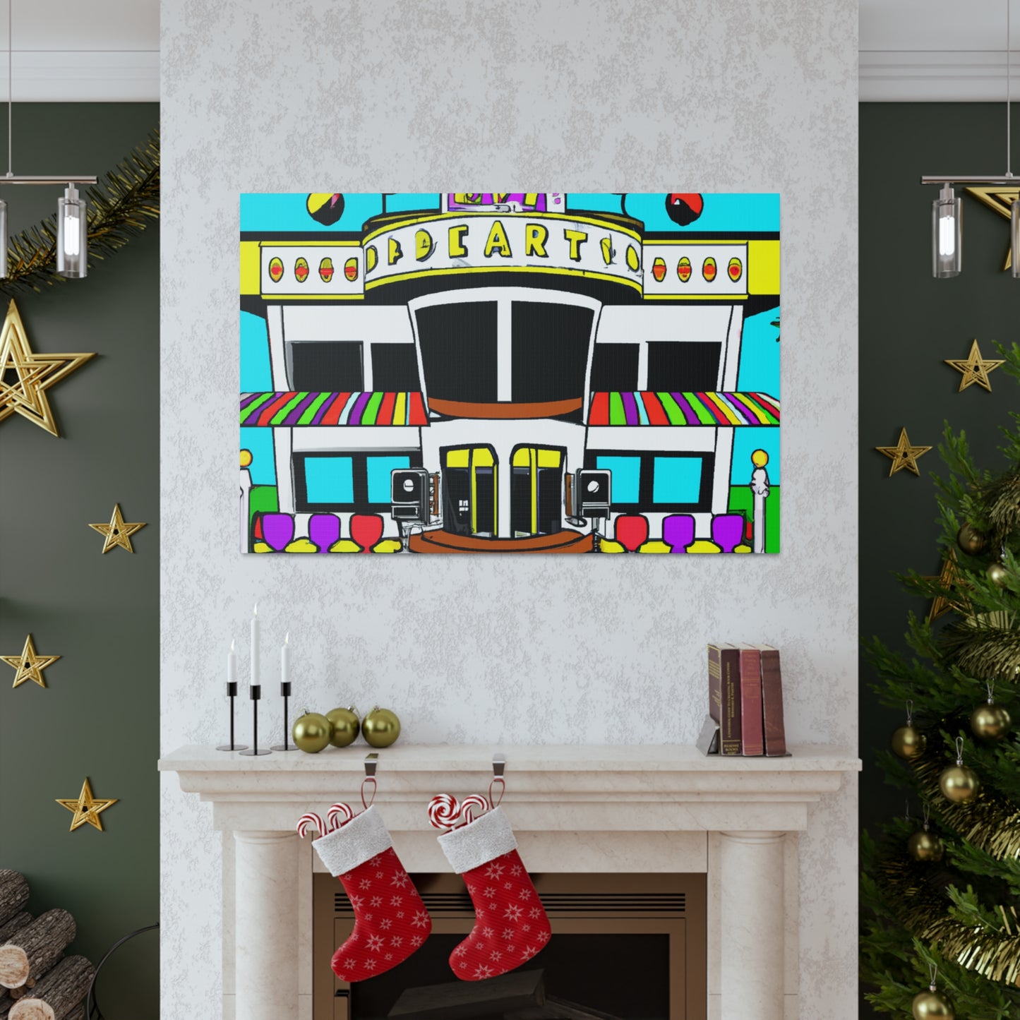 Rock-A-Boogie Drive-In Dance Hall - Architectural Canvas Pop Art