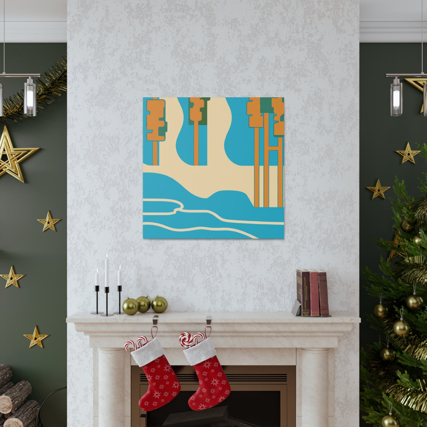 Temple River - Midcentury Canvas