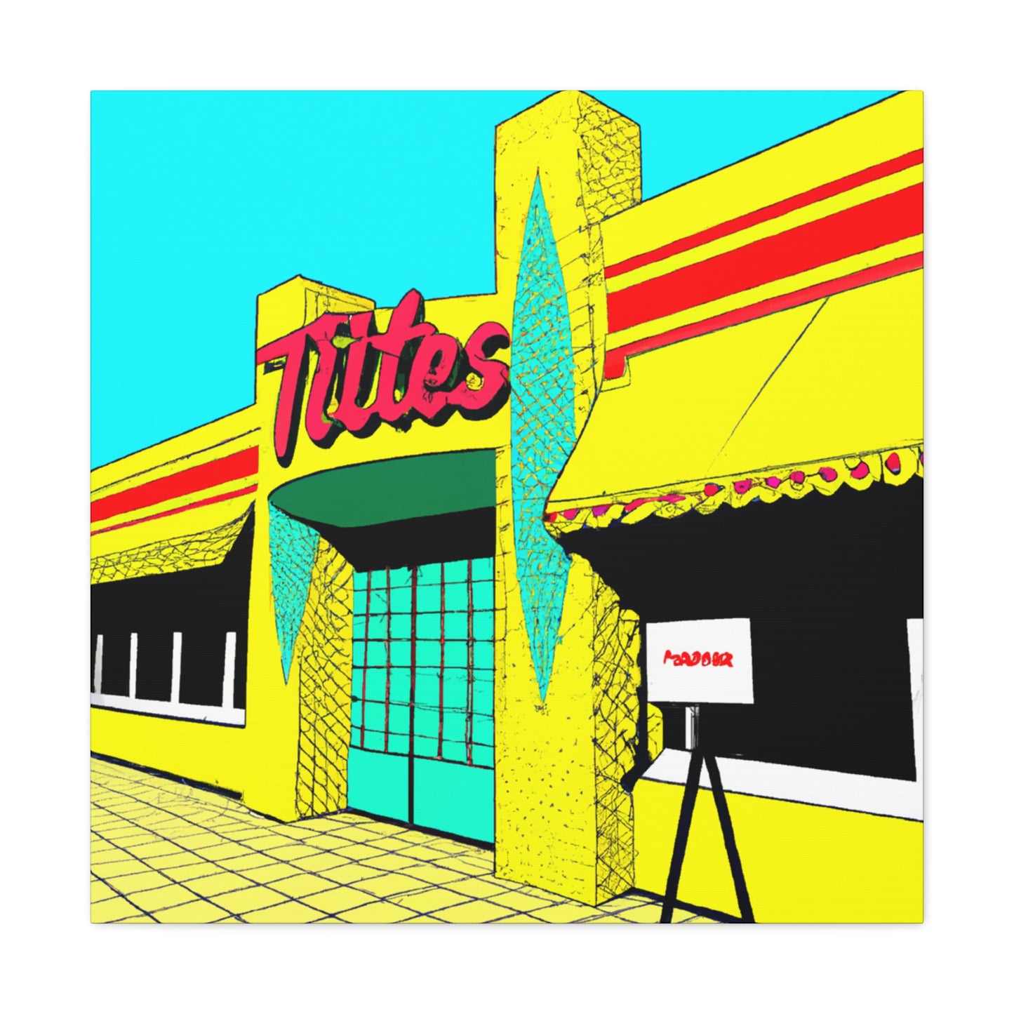 "Happy Wheels Tire Shop." - Canvas - Pop Art