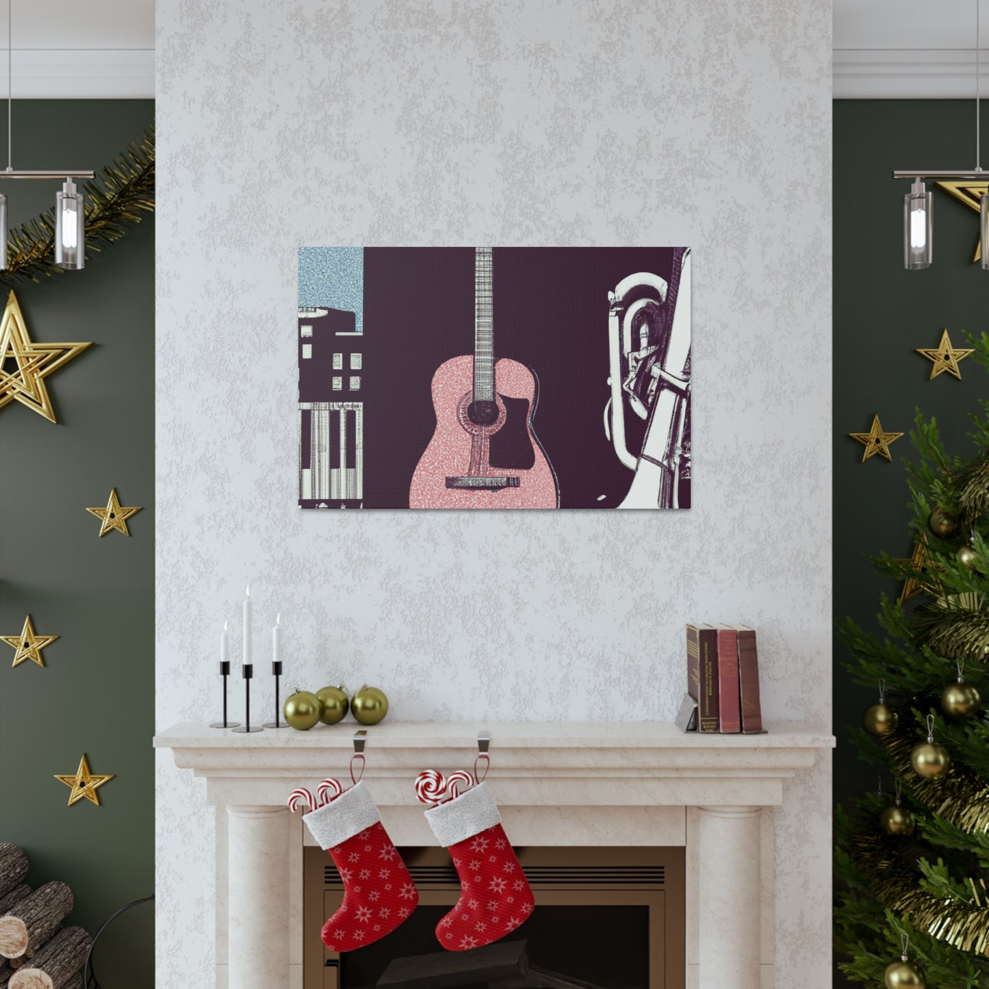 Pink Guitar - Retro Music and Film Canvas