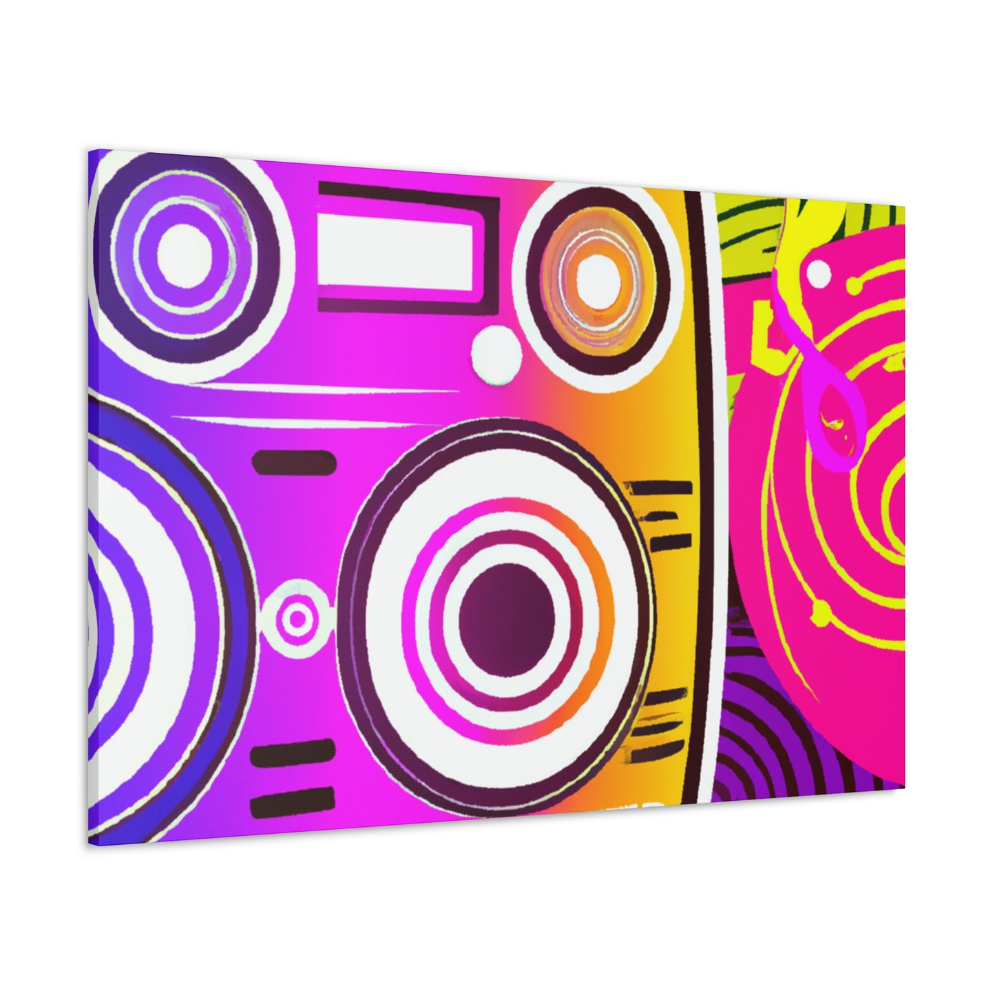 Neon Boombox -Retro Music and Film Canvas