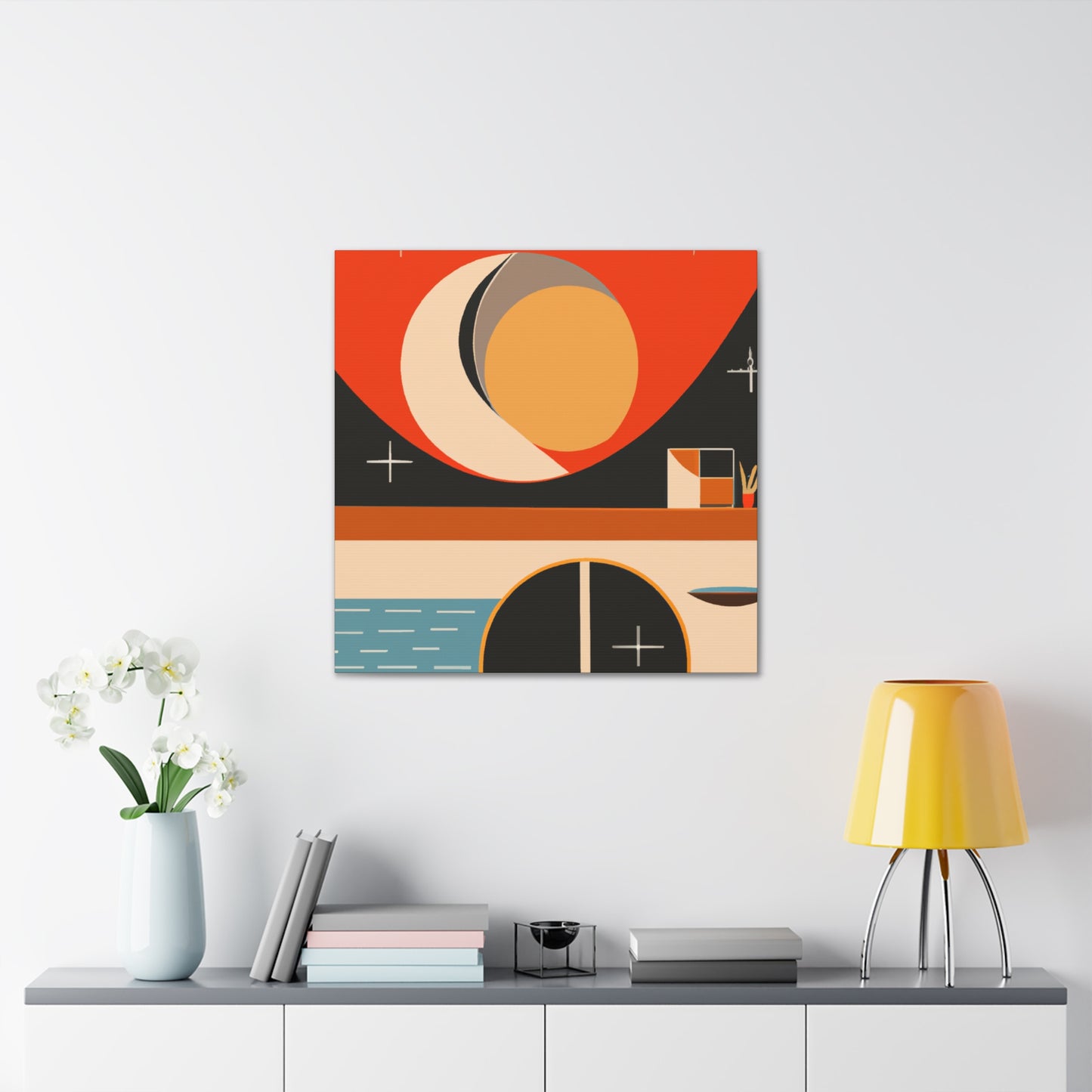 "Radial Reflection - Midcentury" - Canvas