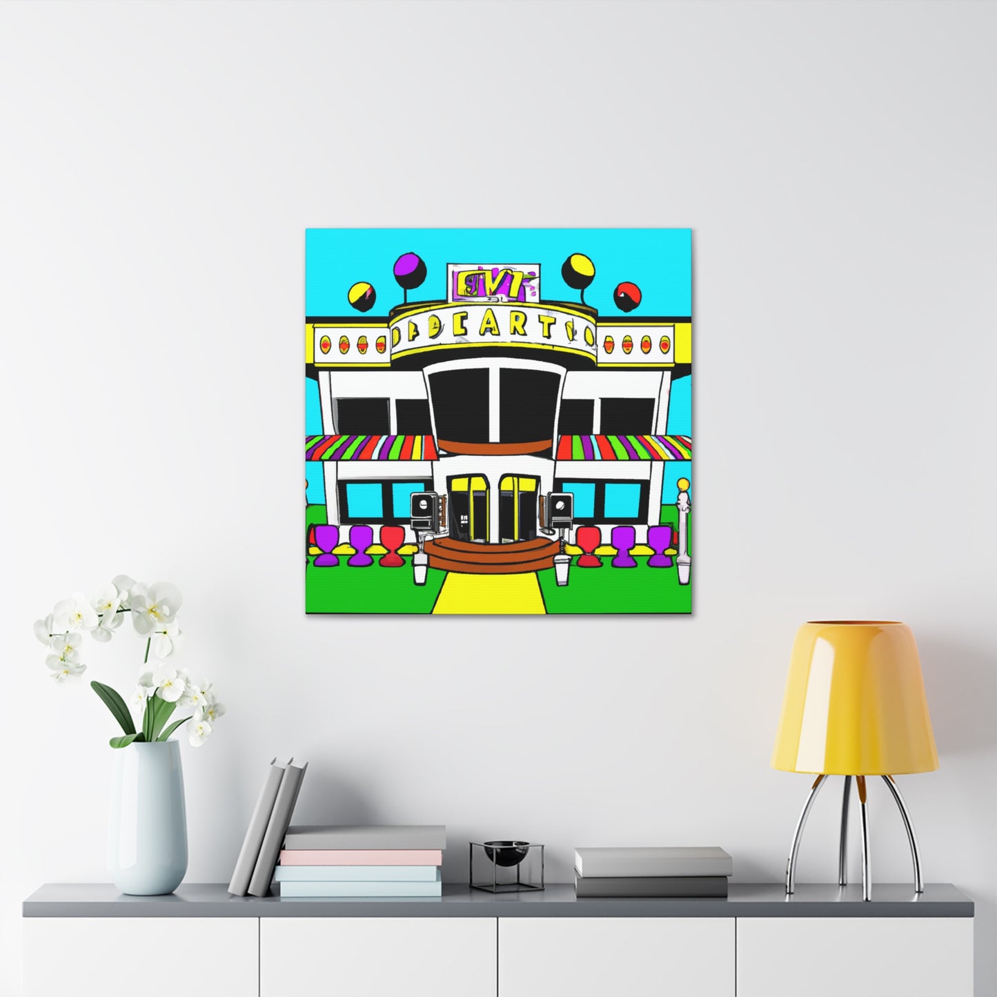 Rock-A-Boogie Drive-In Dance Hall - Architectural Canvas Pop Art