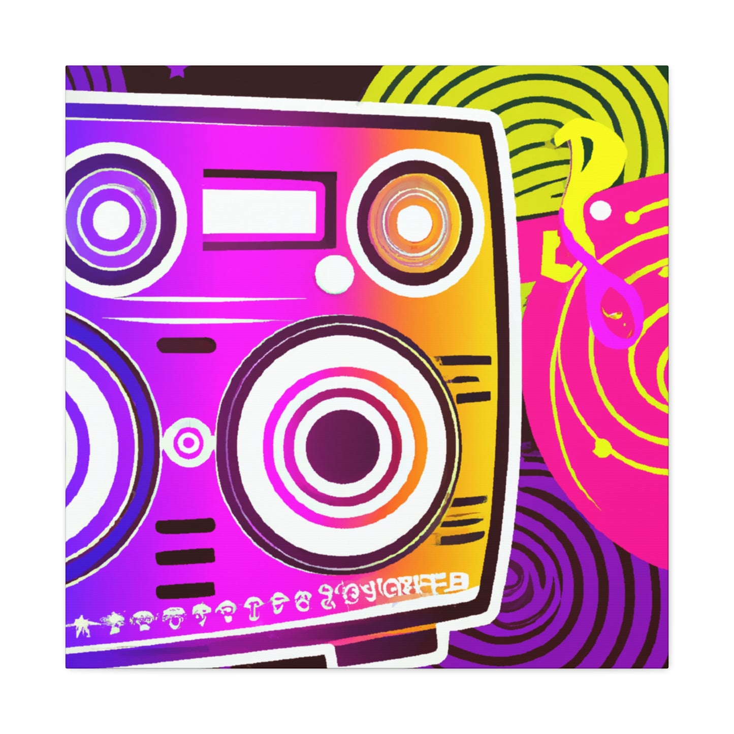 Neon Boombox -Retro Music and Film Canvas