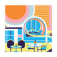 Umbrella Skyline - Midcentury - Canvas