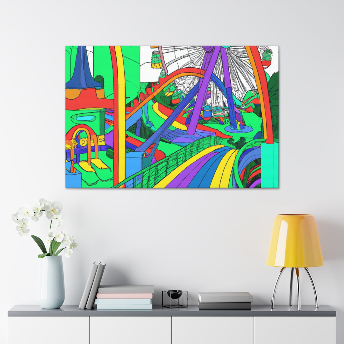 Ferris Paradise - Landscape - Amusement - Canvas