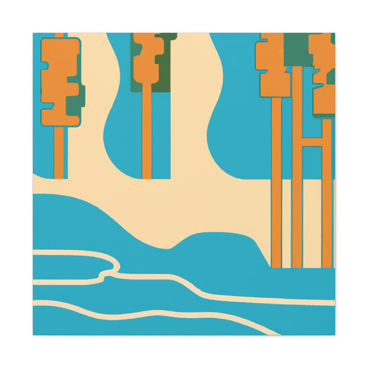 Temple River - Midcentury Canvas