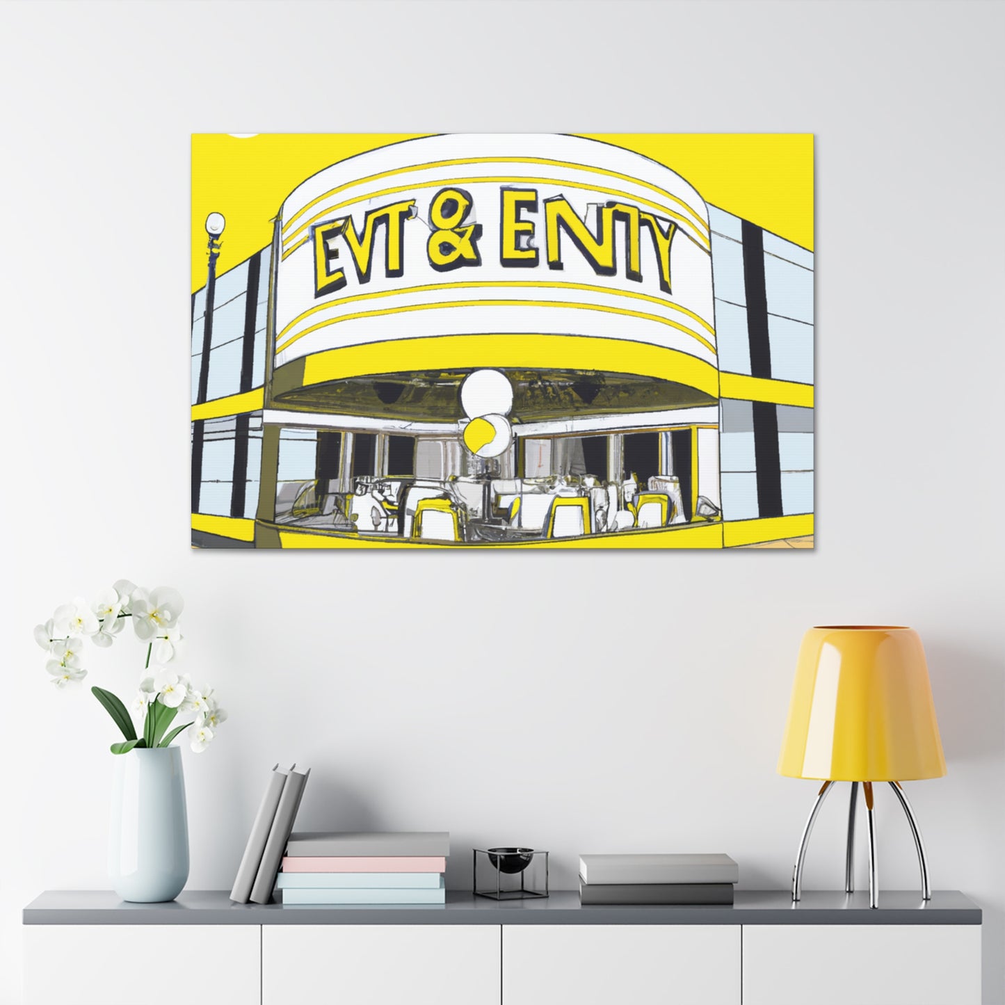 The Jiving Jukebox Cafe - Retro Music Pop Art Canvas