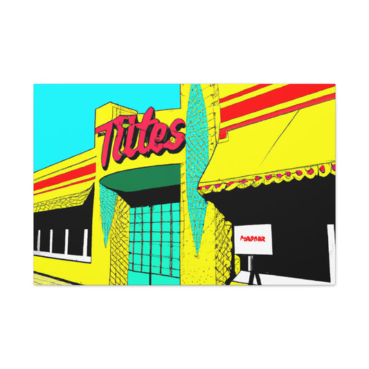 "Happy Wheels Tire Shop." - Canvas - Pop Art