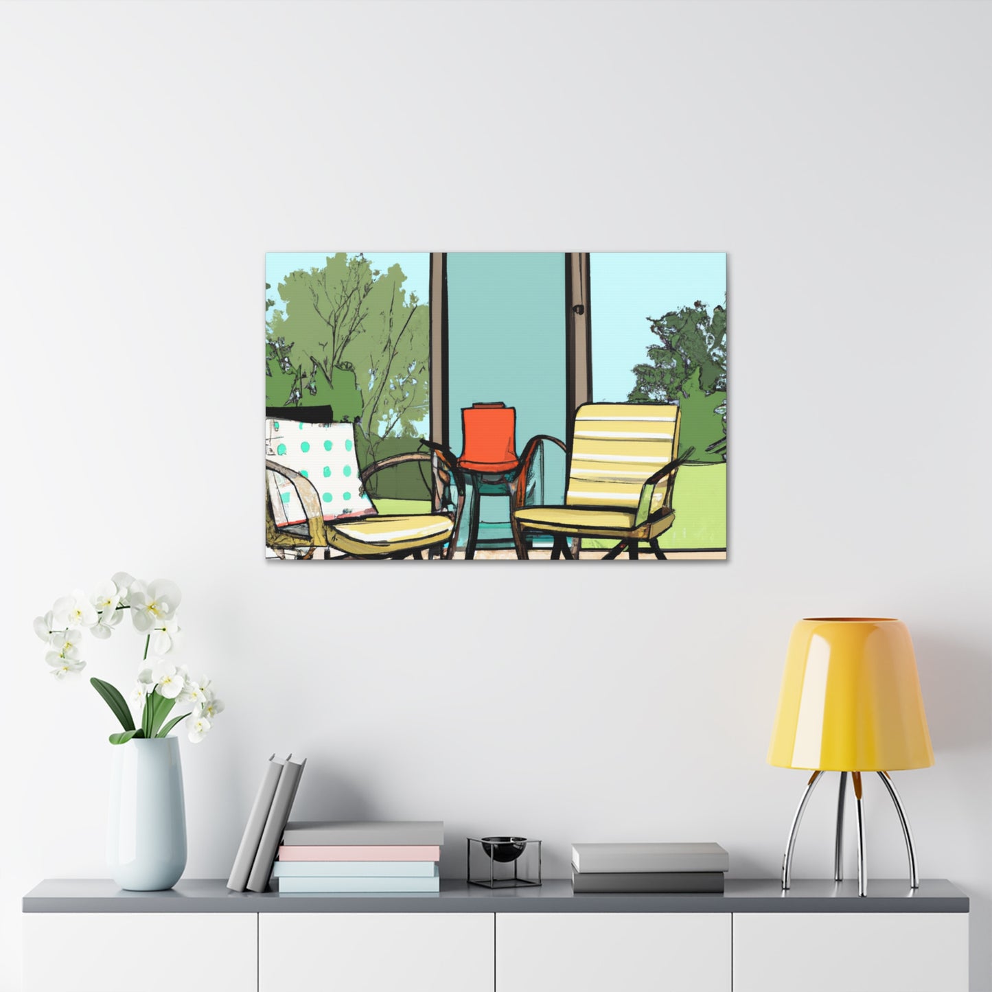 Vibrant Seagull- Midcentury - Canvas