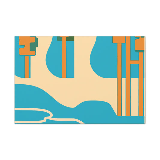 Temple River - Midcentury Canvas