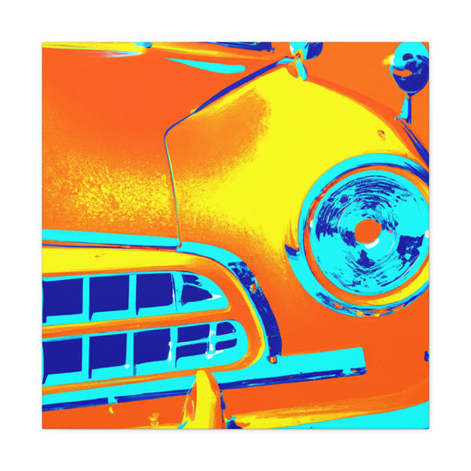 'Vintage Car Roadside Reminiscence' - Automobile Canvas