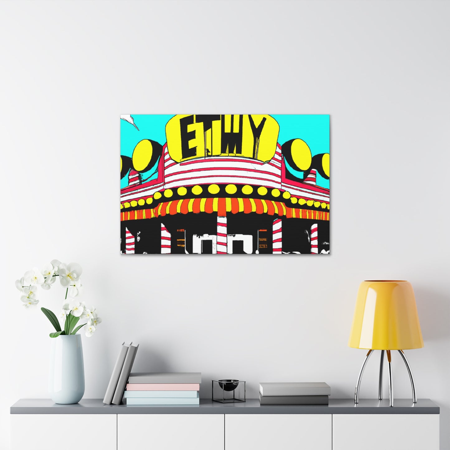 Rock 'n' Roll Drive-In Diner. - Pop Art Canvas